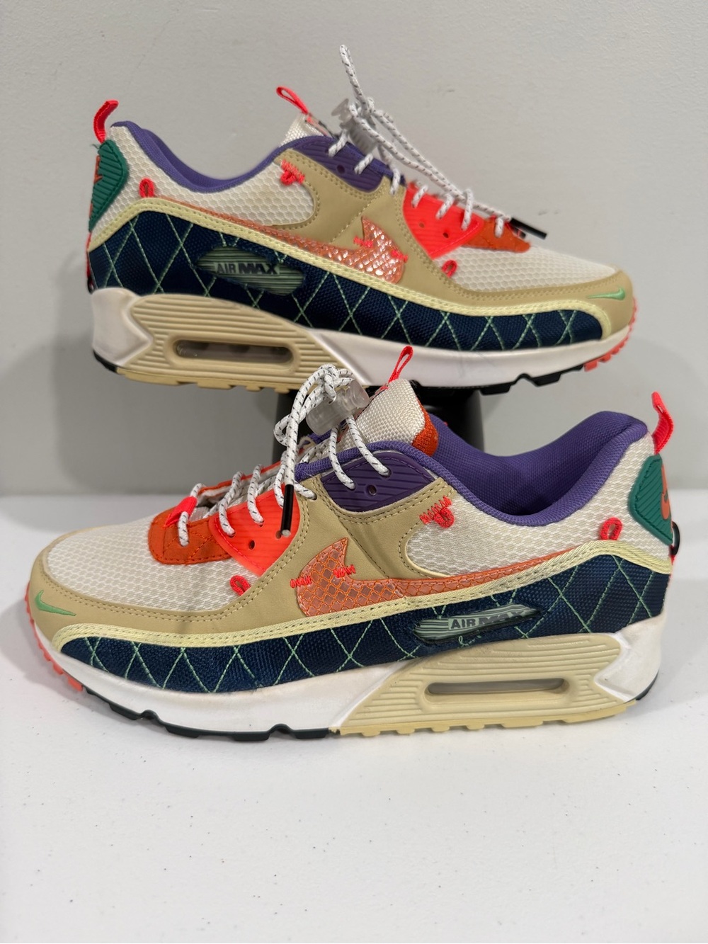 Nike Air Max Multicolor Mesh & Leather Sneakers - Cream/Orange/Purple/Green/Blue